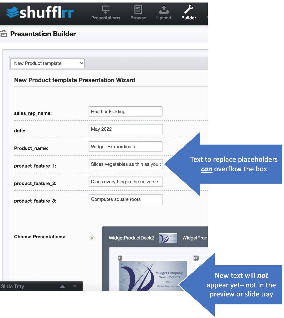 Builder template - user view, filled in