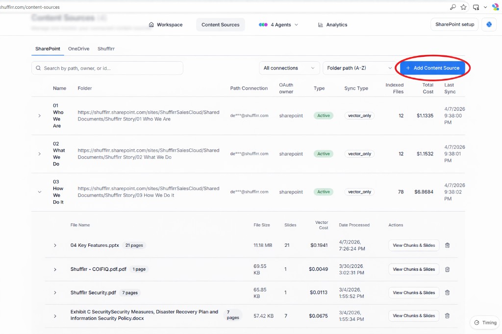 Content Sources page with Add Content Source