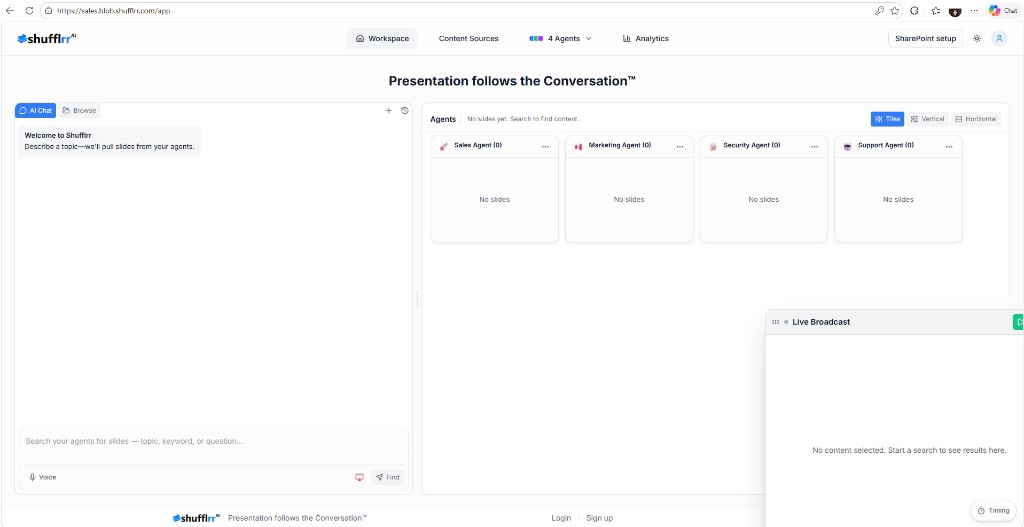 Shufflrr AI Presentation Blob workspace
