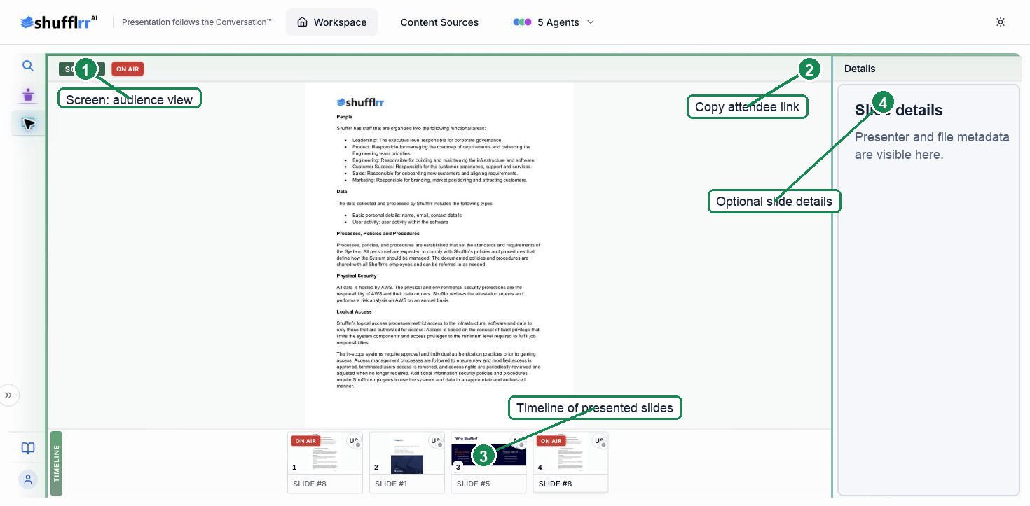 Annotated Screen audience view and timeline
