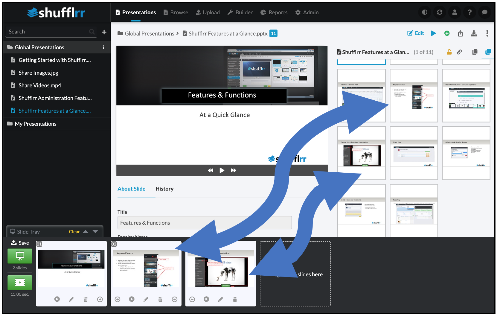 Adding slides to slide tray